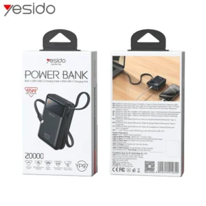 External Battery Power Bank Yesido YP97 with USB-C Charging Cable 20000mAh 65W